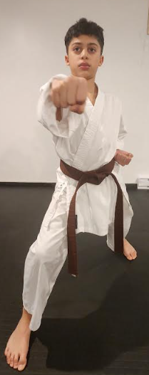 Karate student training